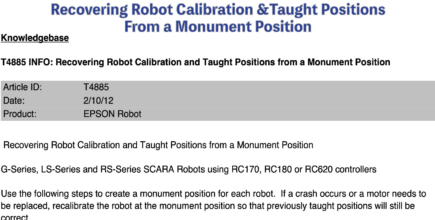 Recovering Robot Calibrations & Taught Positions